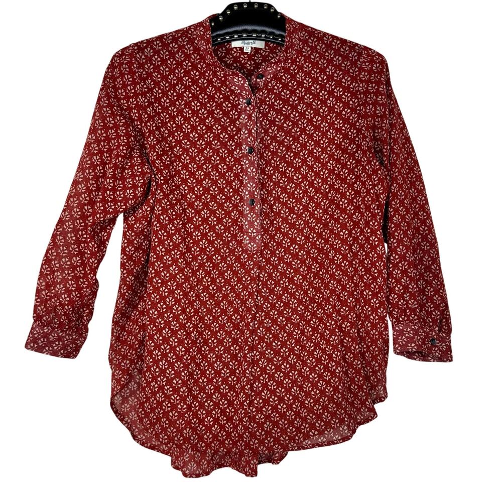Madewell Boho Printed Button Placket Long Sleeve Blouse XS